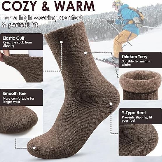 Herrsockor för vintern, värmande, 3-pack black, grey, brown