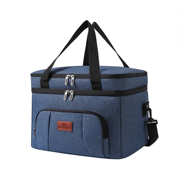 Large capacity double layer Insulated lunch bag grey L (33 * 29 * 26cm)