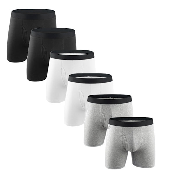 Bekväma långa boxershorts - 6pack black, white, grey Euro M
