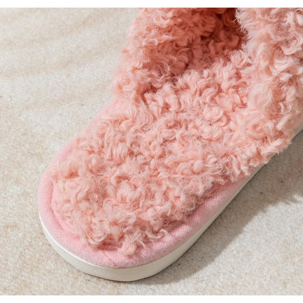 Cris-cross teddy plysch hemtofflor Pink 40-41