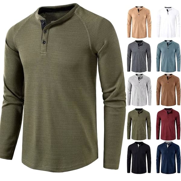Långärmad Henley-skjorta för män light grey Euro M