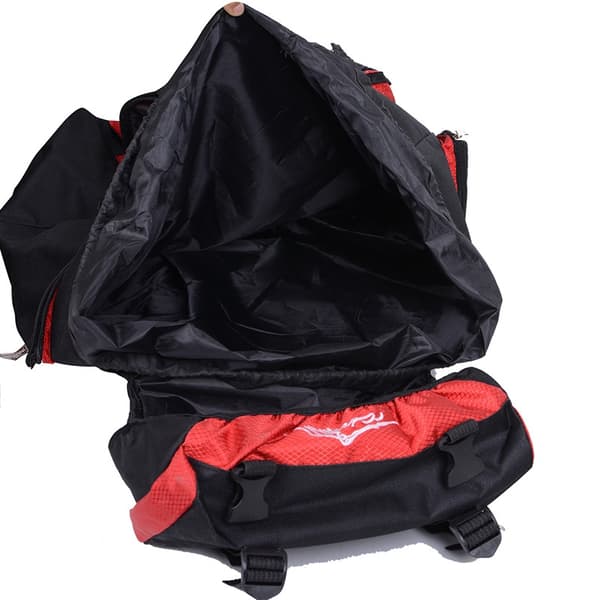 Rymlig 80-liters friluftsryggsäck red