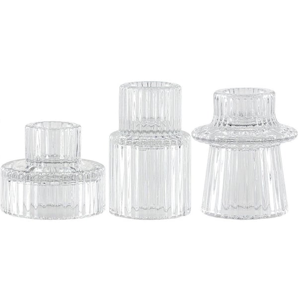 Vintage glasljushållare set transparent