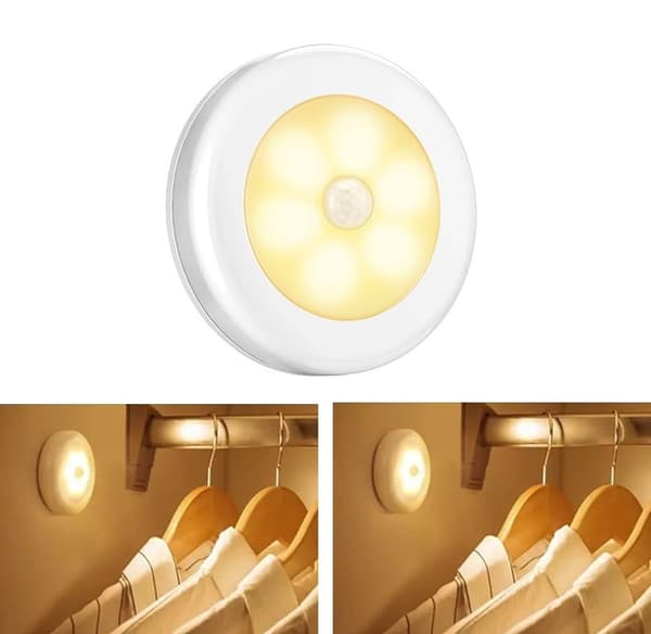 6 LED PIR-sensor rörelseaktiverad varmvit vägglampa - 4pack vit