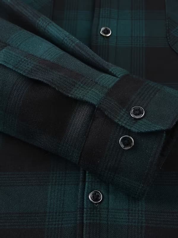 Rutig skjortjacka med huva och mjukt foder för män plaid grey M