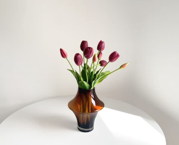 Artificial Tulip flower bouquet 15-pcs - light pink + light purple + 15pcs