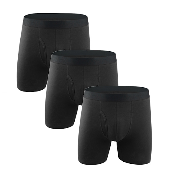 Bekväma långa boxershorts - 3pack svart Black Euro 2XL