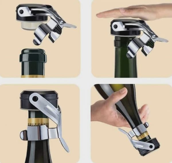 Flaskpropp för vin och champagne, 2-pack black