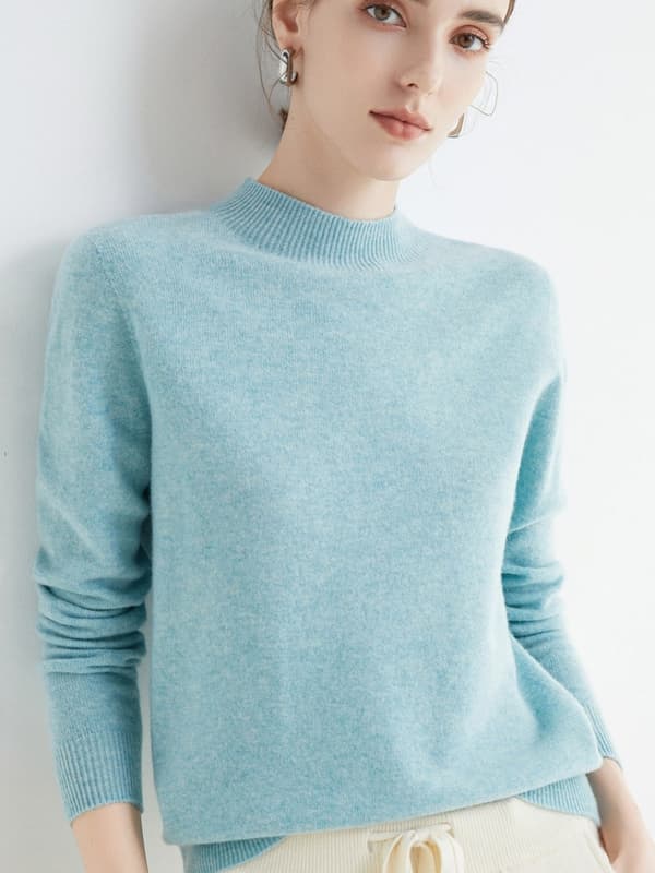 Damtröja i 100 % ull LightBlue XL