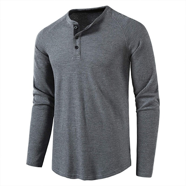 Långärmad Henley-skjorta för män dark grey Euro 2XL