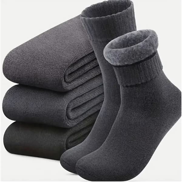 6-pack herrsockor för vintern, värmande 2 x black, 2 x grey, 2 x brown