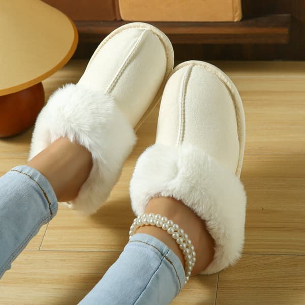 Varmfodrade innetofflor - unisex mjuka tofflor ivory EU 37-38