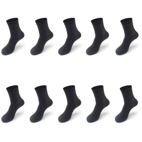 Herrstrumpor i bambu med textur, halvhöga, 10-pack navy 38-43
