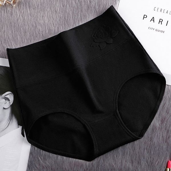 Hög midja rosdetalj damunderkläder - 3-pack svart Black Euro XL
