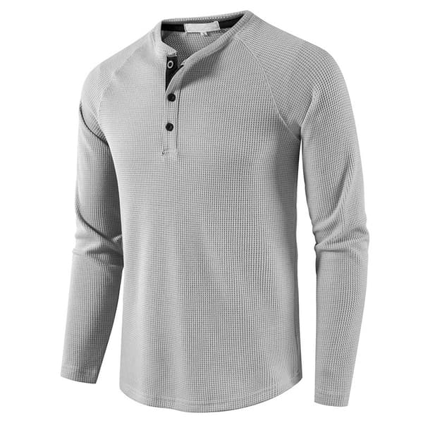 Långärmad Henley-skjorta för män light grey Euro L