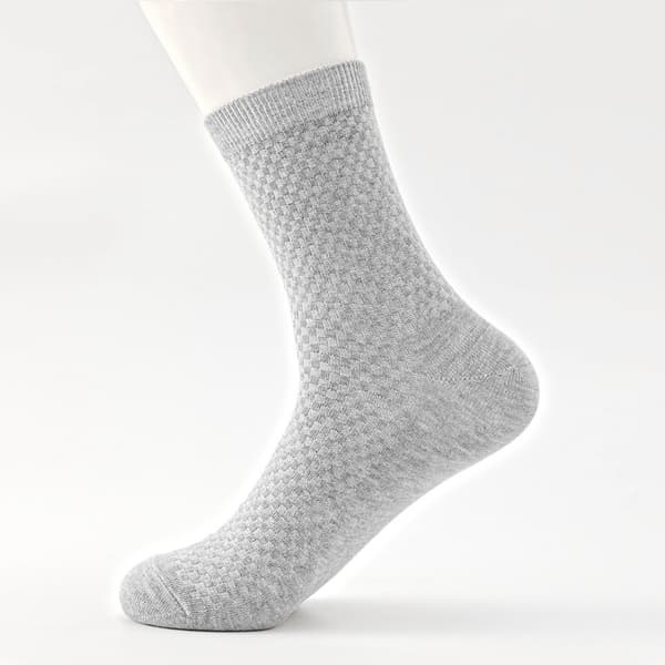 Herrstrumpor i bambu med textur, halvhöga, 10-pack light grey 42-48