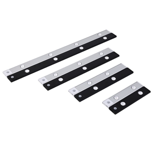 Rörelsesensor uppladdningsbar LED skåplampa - svart Black 20cm