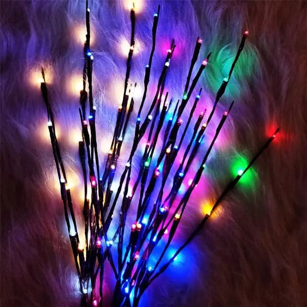 Videkvistar med LED-lampor, 2-pack flerfärgad