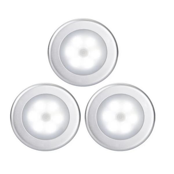6 LED rörelseaktiverad kallvit vägglampa - 2pack silver