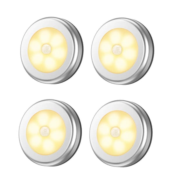6 LED PIR-sensor rörelseaktiverad varmvit vägglampa - 4pack vit