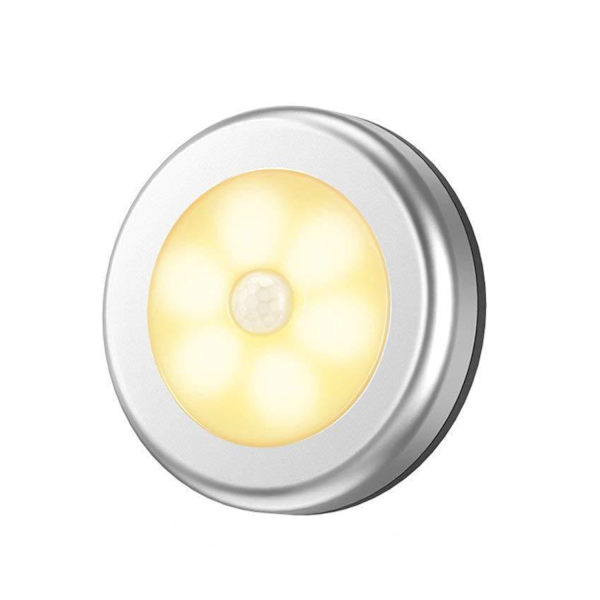 6 LED rörelseaktiverad varmvit vägglampa - 2pack silver 2-pack