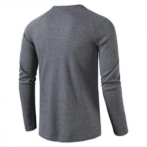 Långärmad Henley-skjorta för män dark grey Euro 2XL