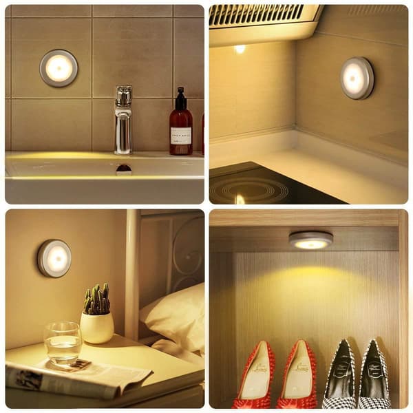6 LED PIR-sensor rörelseaktiverad varmvit vägglampa - 4pack vit