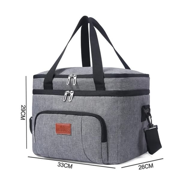 Large capacity double layer Insulated lunch bag black S (26 * 19 * 21cm)