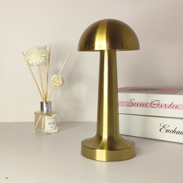 Touchstyrd sladdlös LED-bordslampa i guld Gold mushroom
