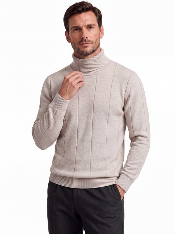 Slim fit polotröja för män beige Euro M