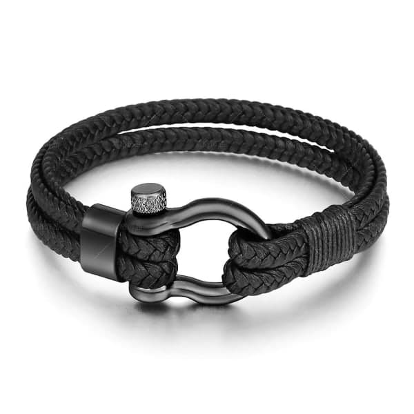 Flätat armband - Musta