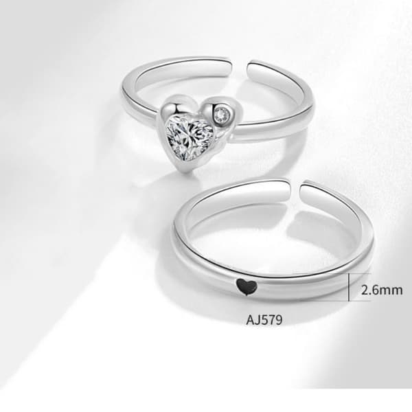Justerbar Ring - Hjärtdesign Silver