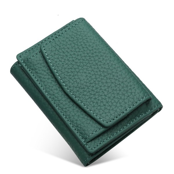 Kvinnors liten plånbok Myntväska i äkta läder Plånbok Mini plånbok Kort stil Dark green