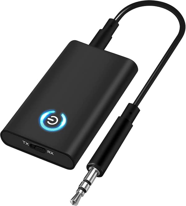 Bluetooth-sender og -modtager, 2-i-1 Bluetooth-lydadapter, mini bærbar 3,5 mm jackstik, dobbeltforbindelsessender kompatibel med Bluetooth-lydenheder