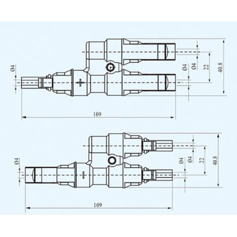 MC4 Solpanel T/Y Grenkontakter Kabeldistributionskoppling