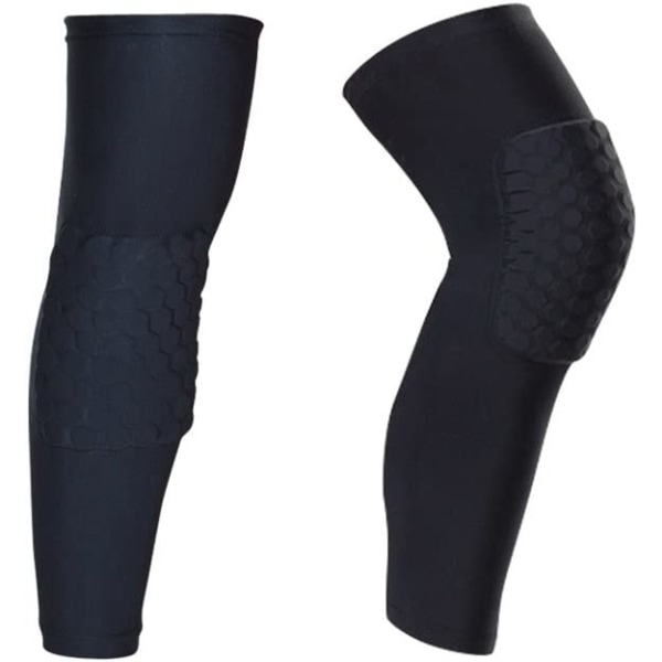 Leg Protective Knee Pads 2 Packs Anti-slip sports volleyball Basketball Knee Pads  Long(Black,M)