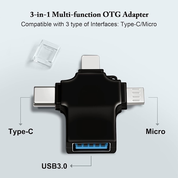 OTG USB 3 til Universal Adapter, Micro/USB C til USB 3.0 Adapter,