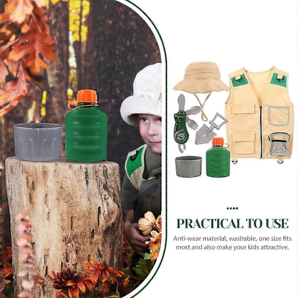 1 Set Barn Utforskar Kit Väst Hatt Spade Vattenkokare Kompass Kit Barn Cosplay Utforskar Kit
