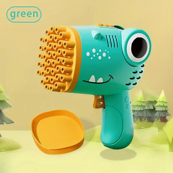Dinosaurie Bubbelblaster - 40-håls Handhållen Utomhus Bubbelpistol, Perfekt Present för Barn i Åldrarna 6-8 Grön