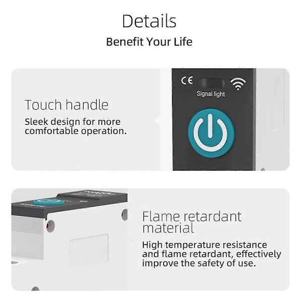 DC WIFI Smart Strömbrytare 63A DIN-skena för Smart Hem Trådlös Fjärrkontroll Switch Via APP Vit