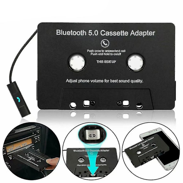 Universell kassett Bluetooth 5.0-adapterkonverter bilbandspelare för Aux Stereo Music Adapter Cassette