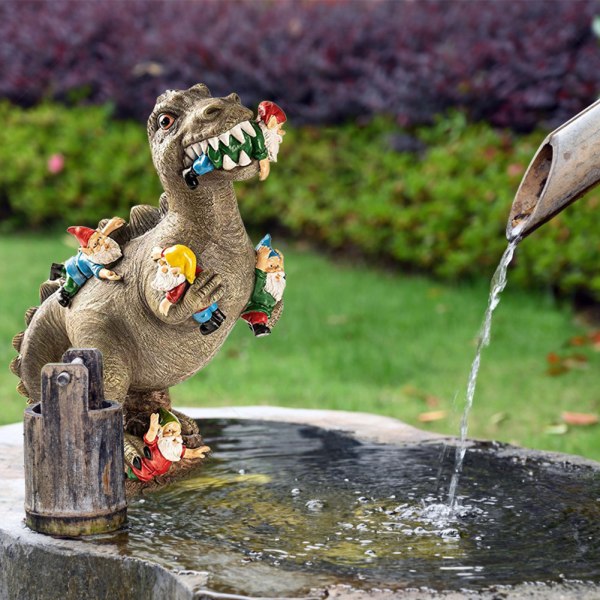 Jurassic Cartoon Dinosaur Capture Dwarf Resin Hagepynt Resin Håndverk Hagepynt