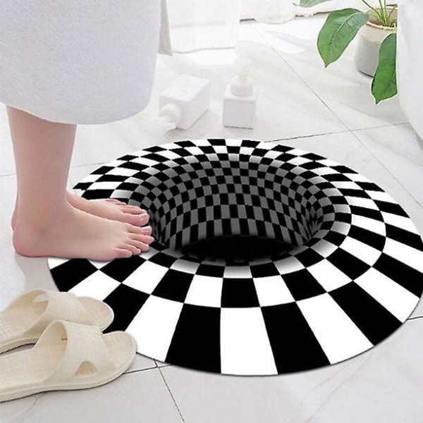 Black White Mesh Rund Teppe, 3d Swirl Illusion Teppe Soverom Stue Swirl Illusion Teppe,1stk,