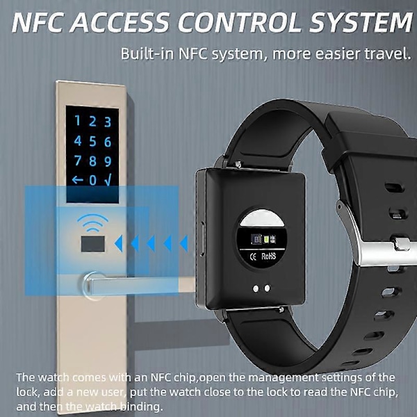 KS01 Smartwatch NFC Adgang Temperatur Puls Blodtryk Blodilt Blodsukker Smart Sundhedsur