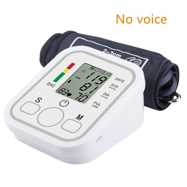 Digitalt blodtrykksmåler for håndled, USB-oppladbar, stemme, hjertefrekvens, blodtrykksmansjett, bærbar LCD-automatisk puls-måler, hjemme-sphygmomanometer