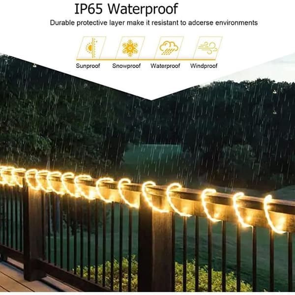 10 m ljusslinga - Varmvit LED - Solcellsdriven - Vattentät