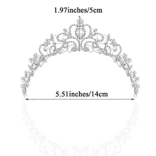 Kristalltiara Silver Crown Brud Prinsessa Rhinestone Hår Smycken Deco-Yvan