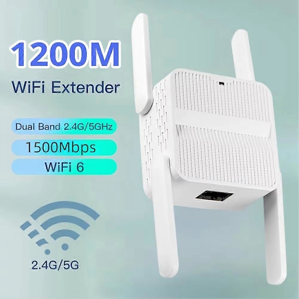 1200Mbps WiFi6 Trådlös Repeater Dual Band 2.4G/5GHz 802.11AX Gigabit Wi-Fi 6 Förlängare Lång Räckvidd Si