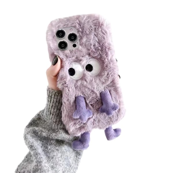 2023 Cute Purple Monster Apple Phone Deksel Plysj Høst og Vinter Telefonveske iPhone12pro