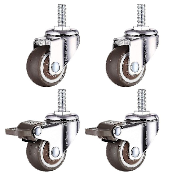 Pyörät, Raskaat Universaalit Tuolin Pyörät Ainutlaatuisella Jarrusysteemillä, M8 Jarrupyörät, Kierteiden Halkaisija: 8mm, Pituus 20mm, 2 Jarrulla + 2 Ilman Jarr